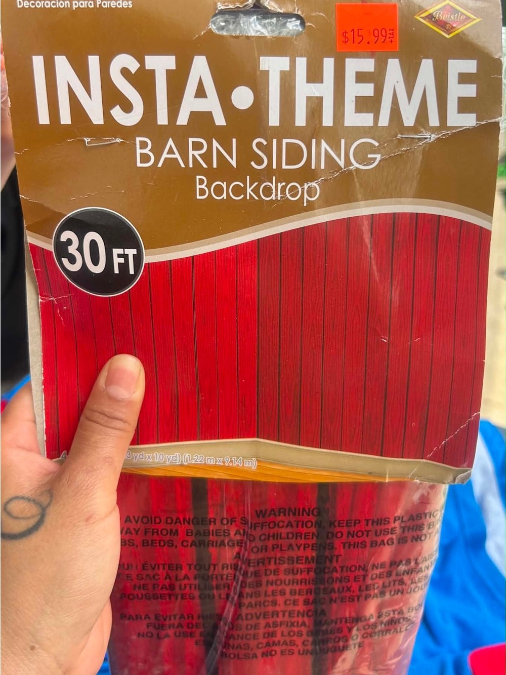 INSTA-THEME Barn Siding Backdrop - Red